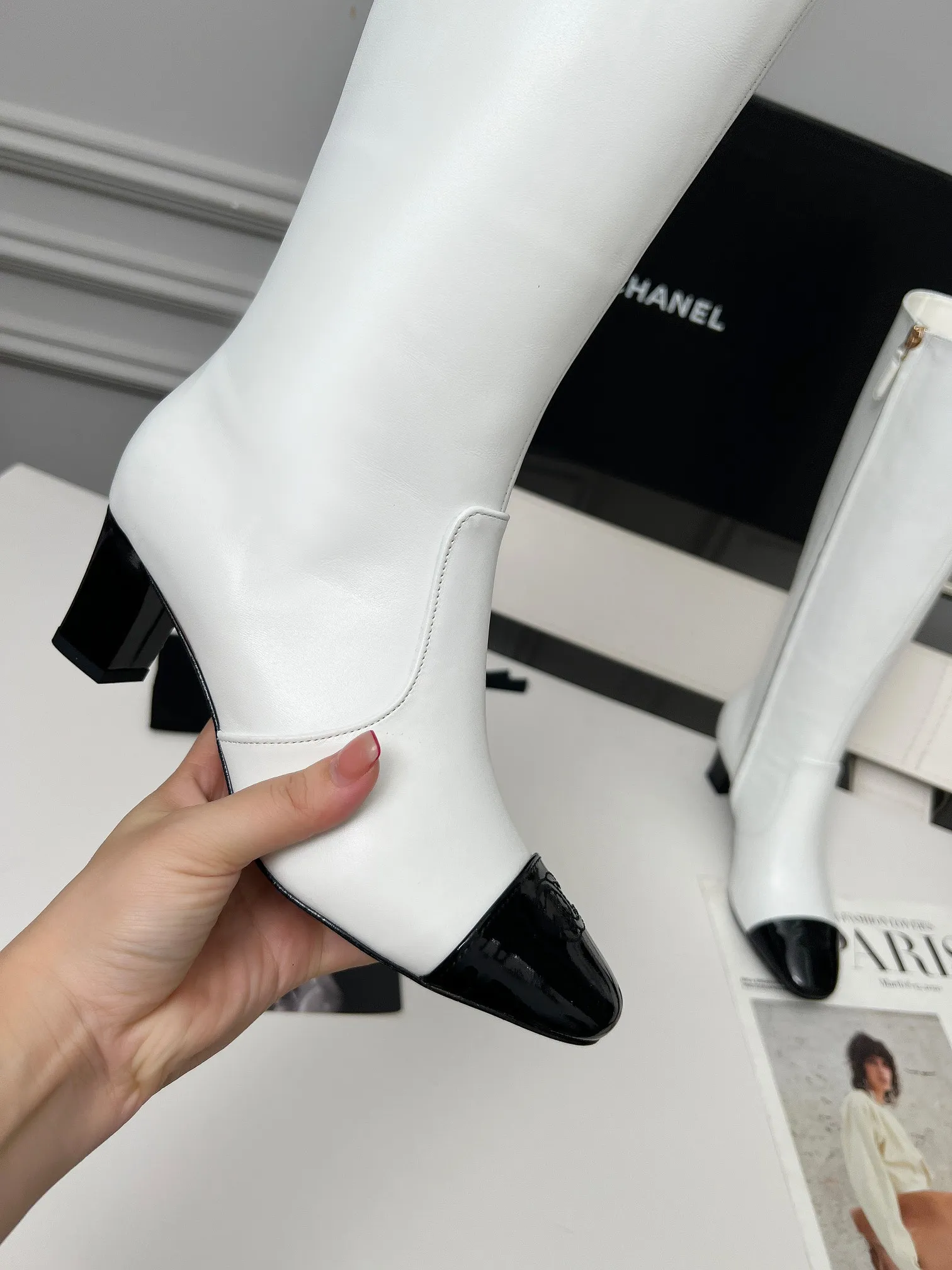 👟👟Ex-factory price 700👟👟 Genuine leather sole +30 Chanel/Chanel double C high-heeled fashion boots, fabric: Xiaoxiang special cowhide:, lining: sheepskin; color: black, white; apricot; code number: 5-40 (customized 41, non-refundable), 16-inch high boots